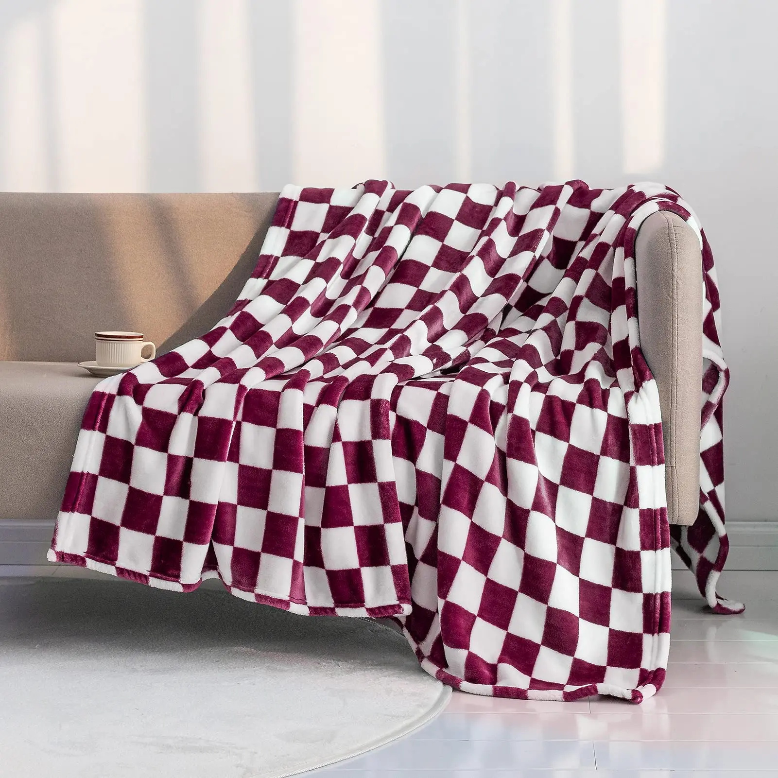 Черно-белое сетчатое одеяло, постельное белье с геометрическим рисунком в клетку, легкое теплое одеяло, пушистое мягкое для кровати, дивана, домашнего декора 2