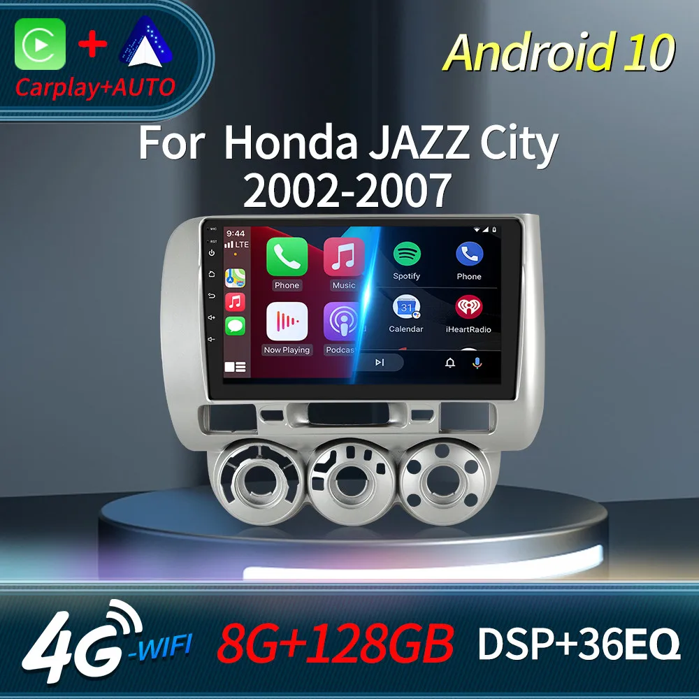4G WIFI Android 10 Для Honda Jazz Fit 2002-2007 Автомобильный Радио мультимедийный Плеер Carplay Android Auto Video 2Din DVD 1280*720 QLED 0