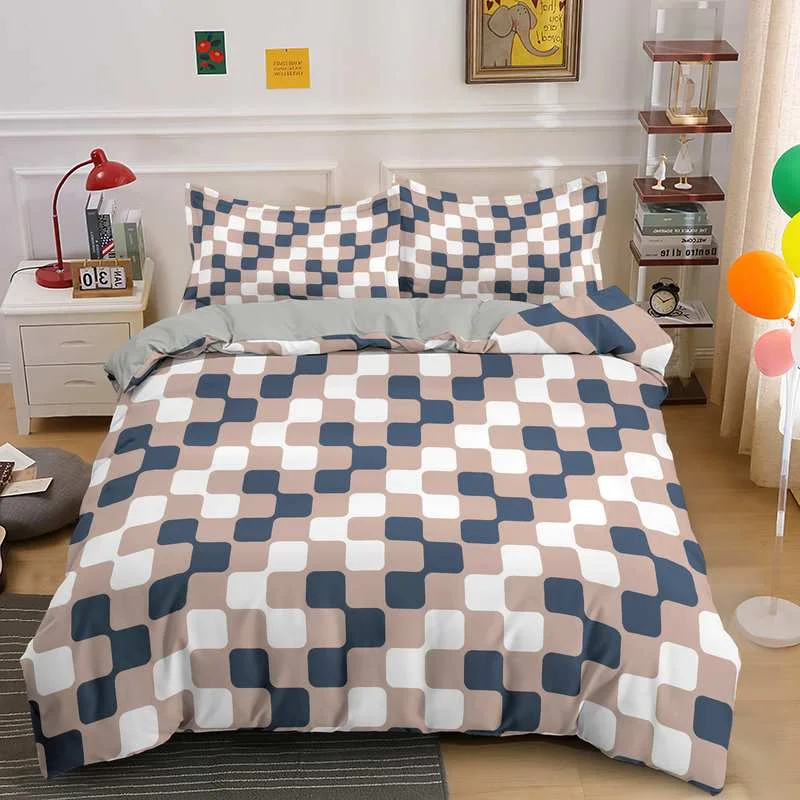 Горячая распродажа домашнего текстиля с 3D геометрическим принтом, комплект постельного белья 14 размера, пододеяльник с роскошным постельным бельем 0