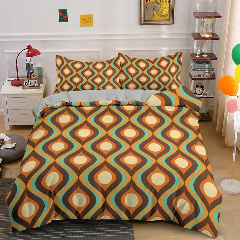 Горячая распродажа домашнего текстиля с 3D геометрическим принтом, комплект постельного белья 14 размера, пододеяльник с роскошным постельным бельем 2