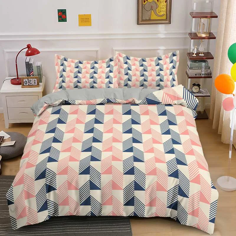 Горячая распродажа домашнего текстиля с 3D геометрическим принтом, комплект постельного белья 14 размера, пододеяльник с роскошным постельным бельем 4