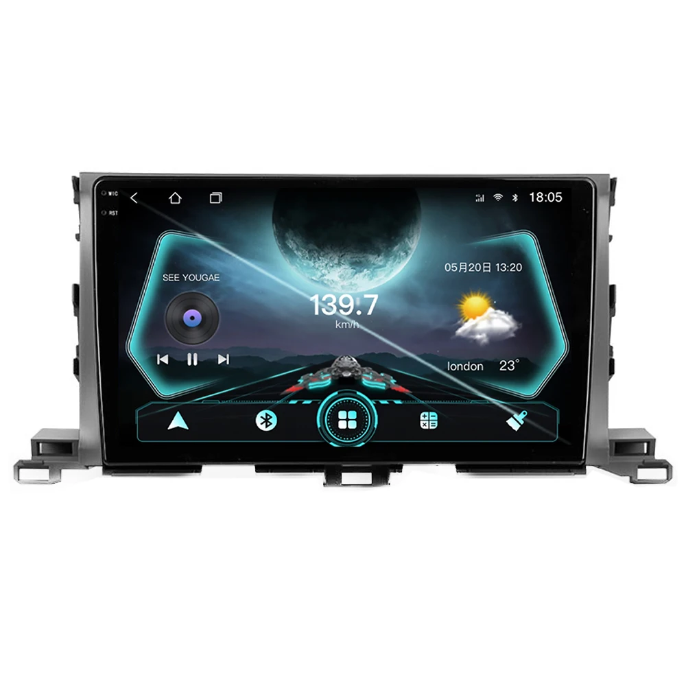 Android Auto для Toyota Highlander 3 XU50 2013 - 2018 Автомобильная радионавигация GPS Мультимедийный Видео Стерео плеер 5G WiFi Без 2din 1