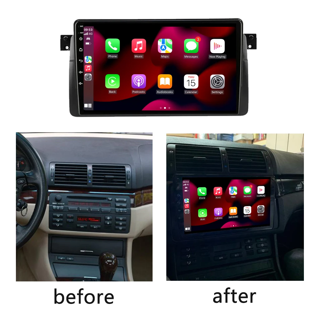 Для BMW E46 M3 318 /320 /325 /330 /335 Навигация GPS DSP Carplay WIFI QLED Android 13 Автомобильный радио Мультимедийный плеер 5