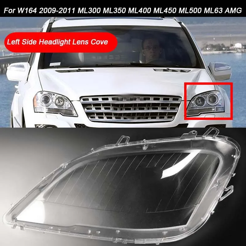 для Mercedes Benz W164 2009-11 ML-Cl Автомобильная левая боковая фара, прозрачная крышка объектива, головной свет, абажур в виде ракушки 1