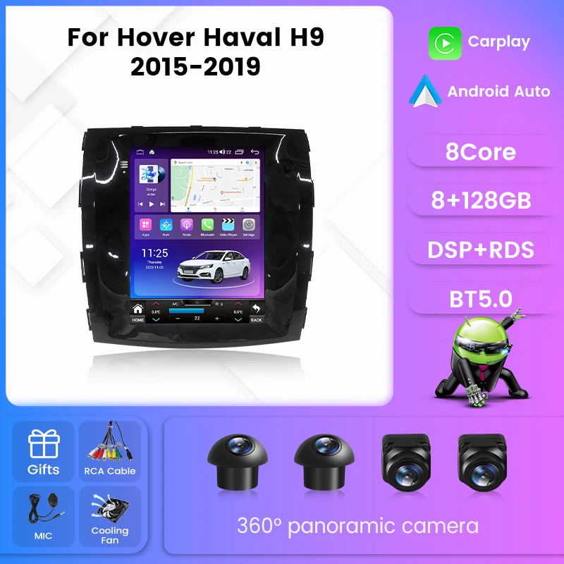 Автомобильный радиоприемник в стиле Tesla с экраном для GREAT WALL Для Hover Haval H9 2015-2019 Мультимедийный плеер Навигация GPS Carplay Android Auto 0