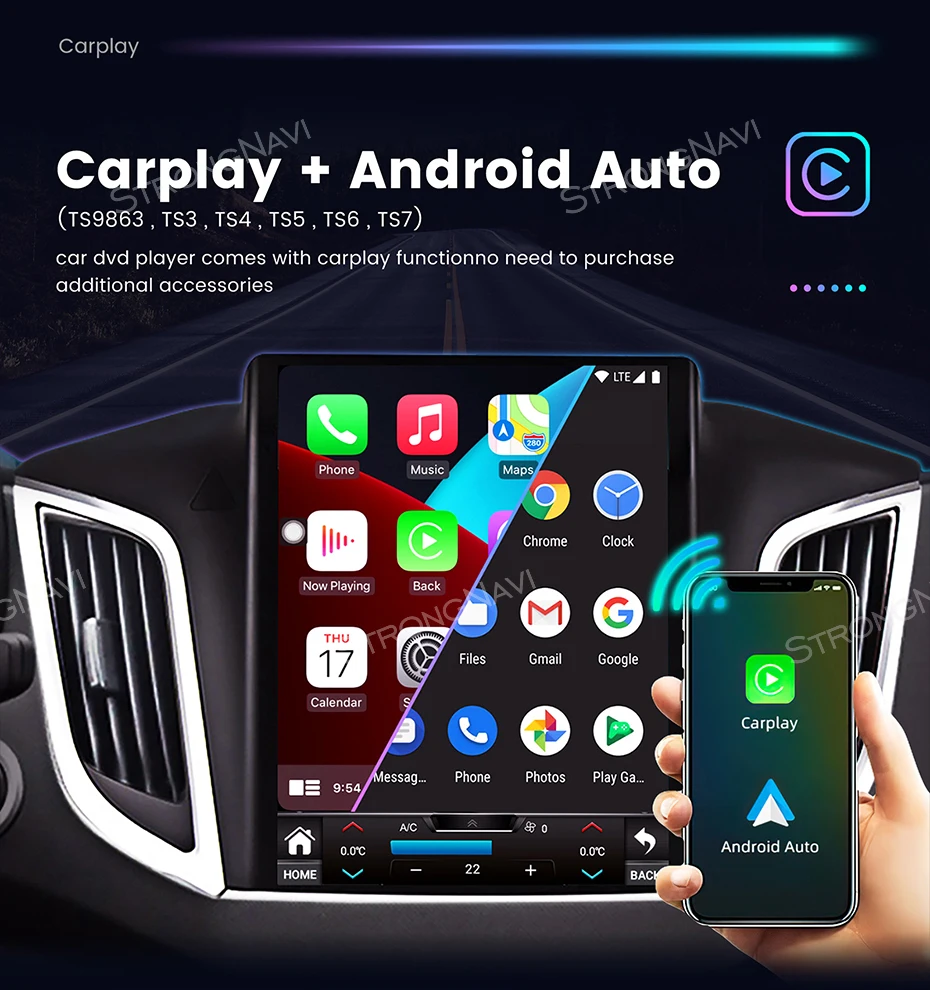 Автомобильный радиоприемник в стиле Tesla с экраном для GREAT WALL Для Hover Haval H9 2015-2019 Мультимедийный плеер Навигация GPS Carplay Android Auto 2