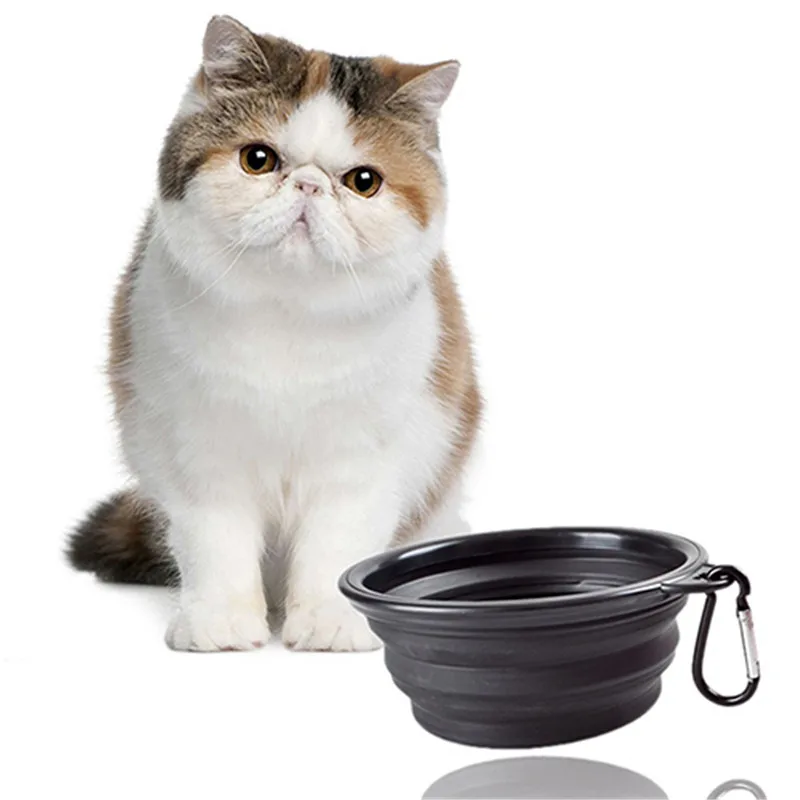 Портативная напольная силиконовая складная миска для домашних животных, тазик для корма для собак, поилка для кошек, миска для собак с защитой от опрокидывания 3