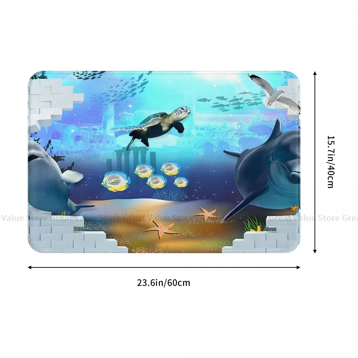 3D Океанский Мир Противоскользящий Коврик Для Ванной Коврик Дельфин Подводный Мир Ковер Для Прихожей Входная Дверь Коврик Для Внутреннего Декора 1