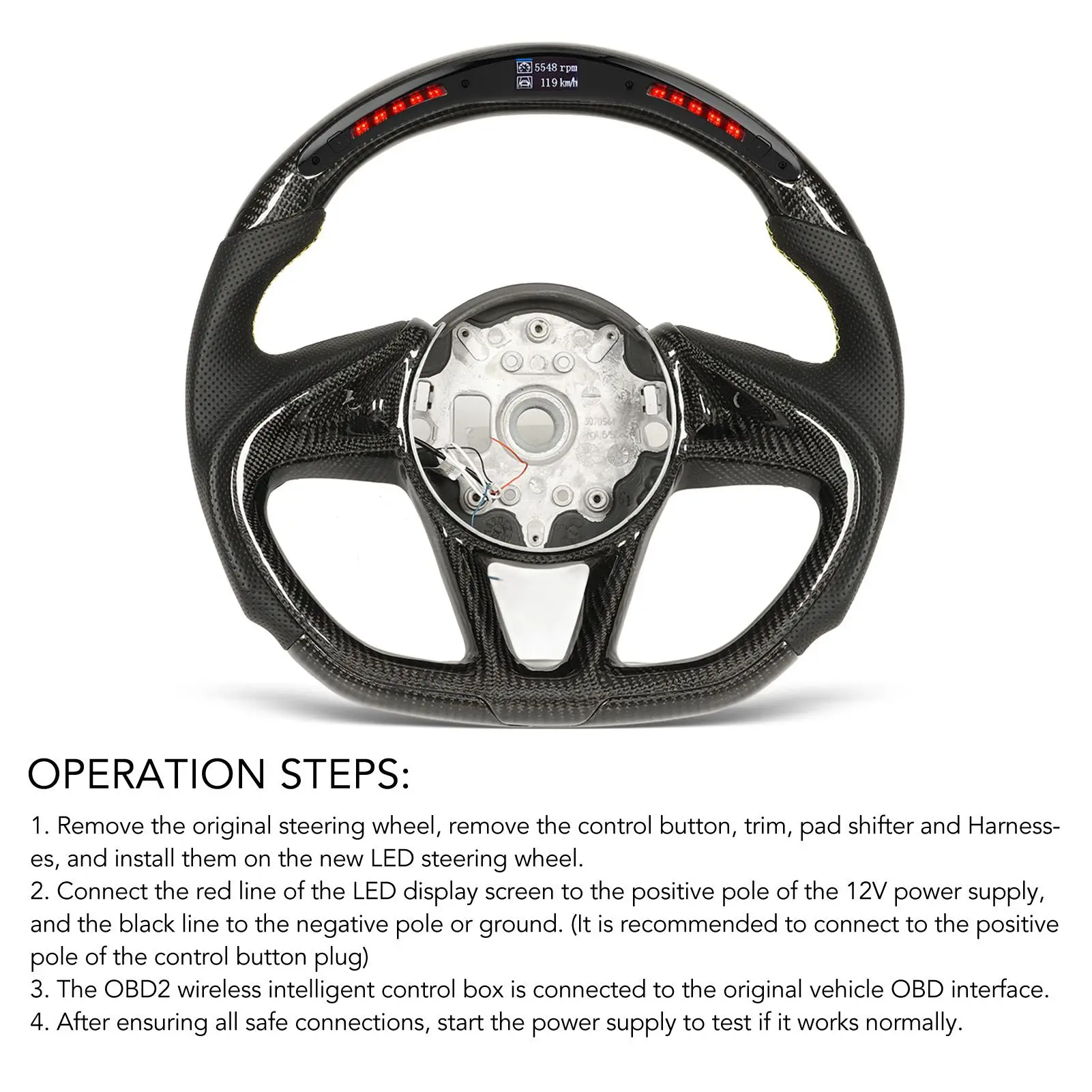 Замена Рулевого Колеса Со Светодиодным Дисплеем Из Углеродного Волокна для McLaren 720S 765LT Senna 2018-2023 Автомобильные Аксессуары 2