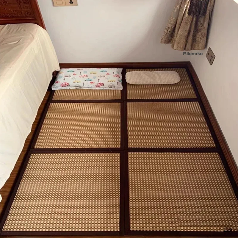 Домашний складной коврик для гостиной, Утолщенный японский татами из ротанга, коврик для сна, Летняя детская спальня для сна в детском саду 0