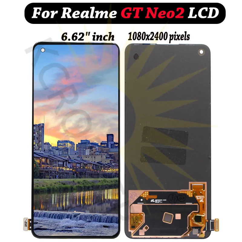 100% Оригинальный 6,62-дюймовый Для Oppo Realme GT Neo2 ЖК-дисплей С Сенсорным Экраном, Дигитайзер В Сборе, Замена для Realme GT Neo2 lcd 0