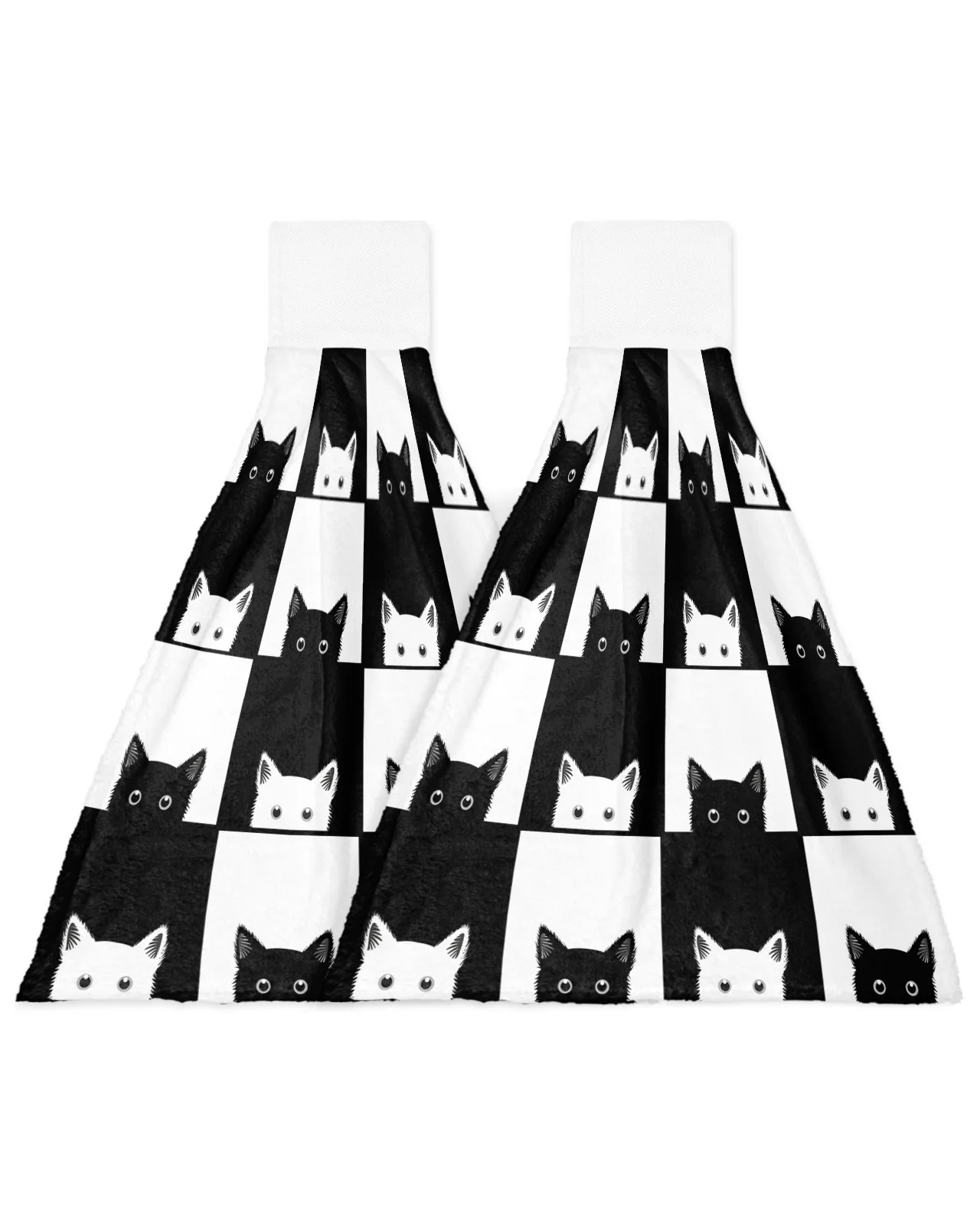 Geometic Black White Plaid Cat Пользовательское полотенце для рук Впитывающие Подвесные полотенца Домашняя Кухня Салфетки для мытья посуды Ванная Комната Салфетка для ванны 1
