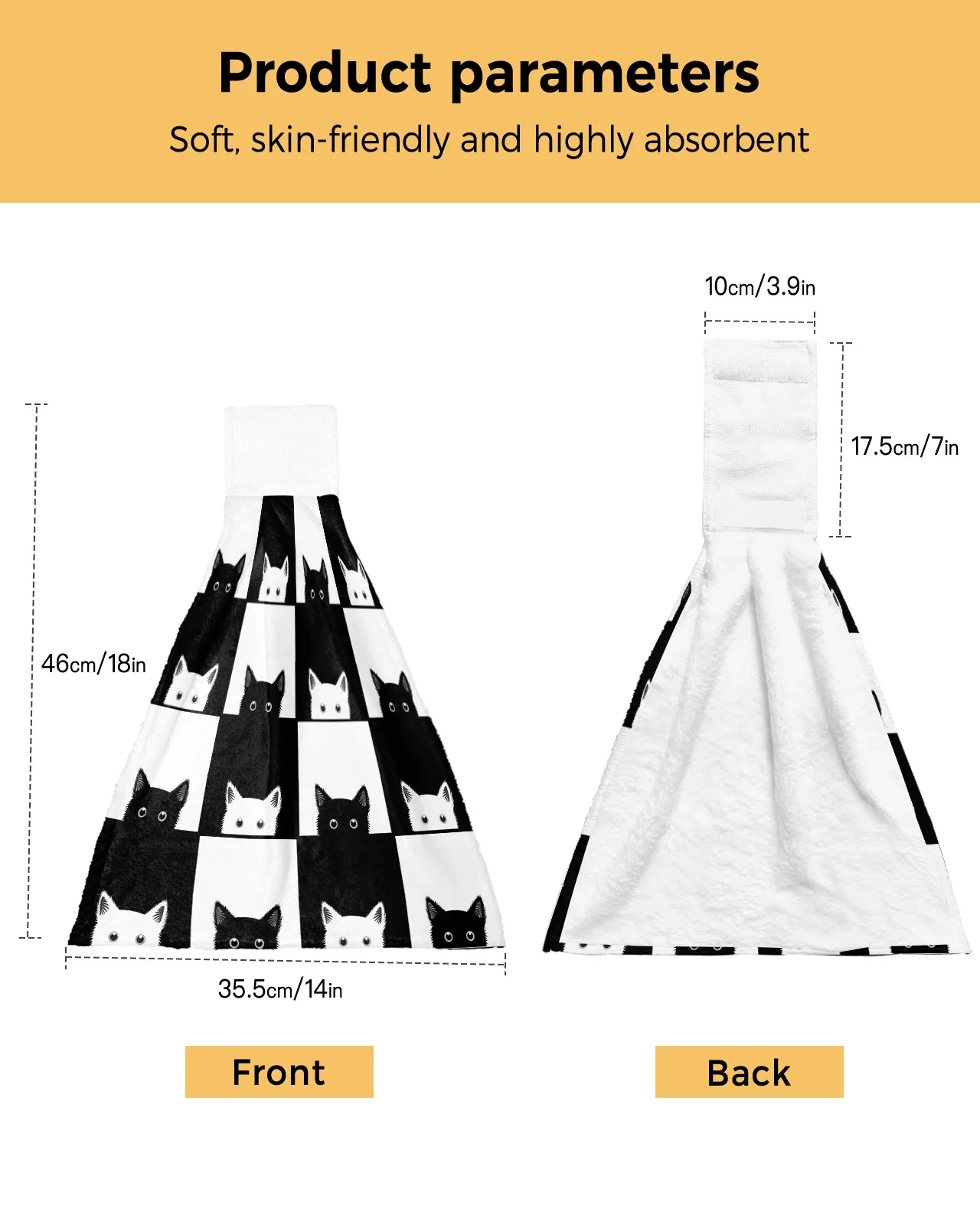 Geometic Black White Plaid Cat Пользовательское полотенце для рук Впитывающие Подвесные полотенца Домашняя Кухня Салфетки для мытья посуды Ванная Комната Салфетка для ванны 3