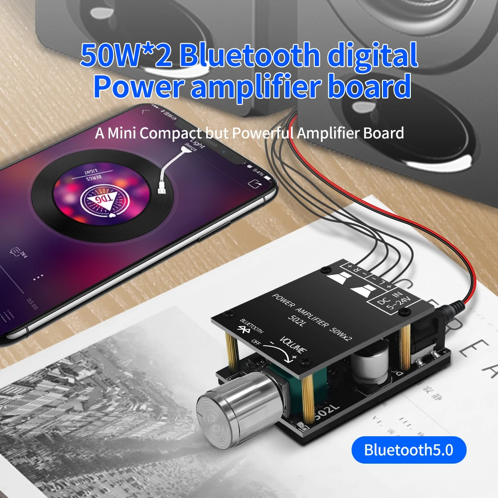 502L Плата усилителя мощности Bluetooth 5.0 Стерео аудиоприемник Двухканальный модуль цифрового аудиоусилителя для динамиков DIY 4