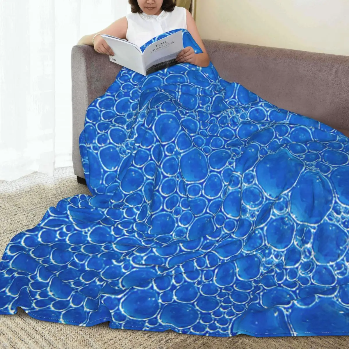 Голубые пузыри, мягкое флисовое одеяло, теплое и уютное на все сезоны, удобное одеяло из микрофибры для дивана-кровати 40 