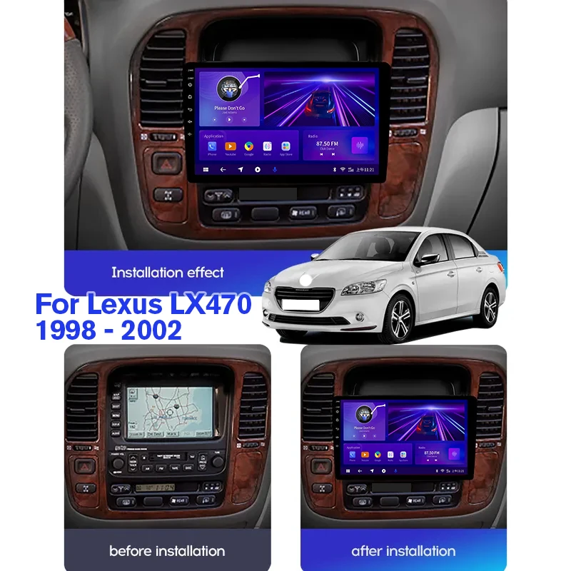 Автомобильное радио TIEBRO для Lexus LX470 J100 1998-2002 Стерео Видео Мультимедийный плеер Carplay Головное устройство Авторадио Bluetooth Android10.0 1