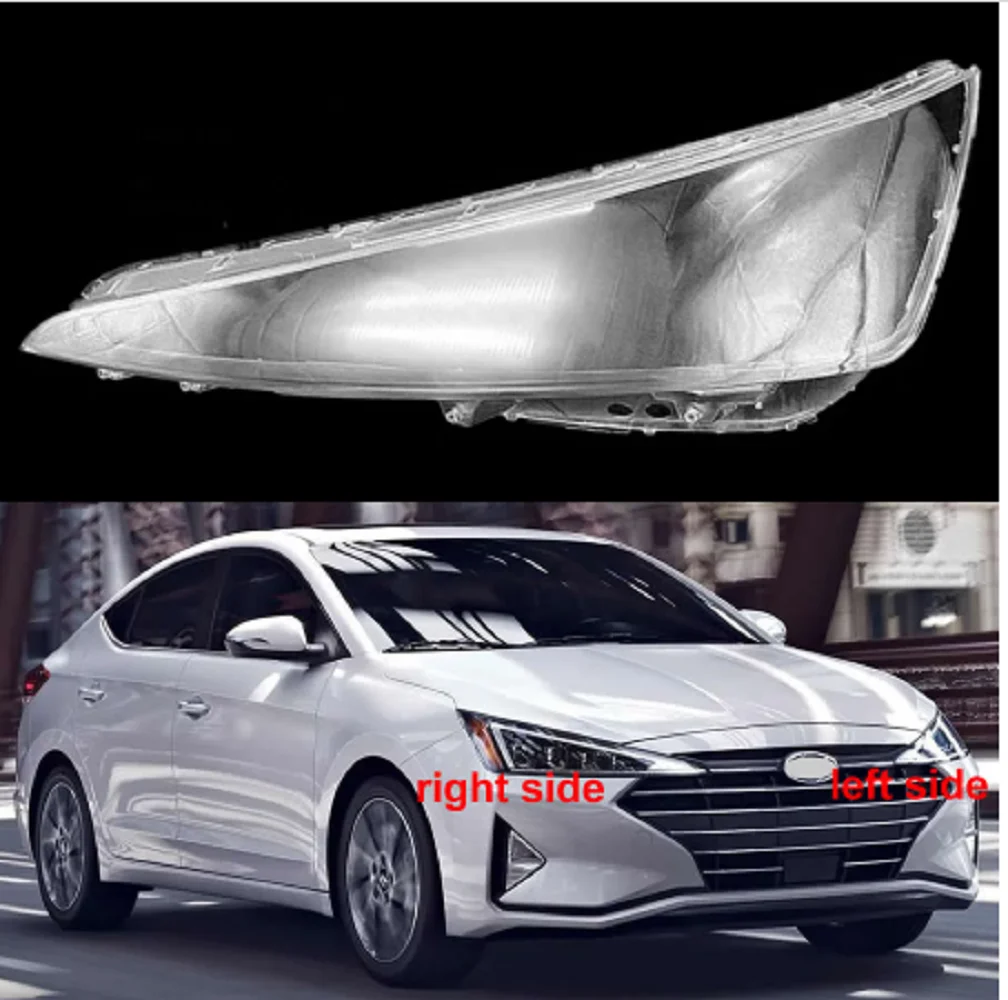 Крышка фары автомобиля для Hyundai Elantra 2019 2020 Пластиковая линза фары Прозрачный корпус абажура Замените оригинальное стекло 0