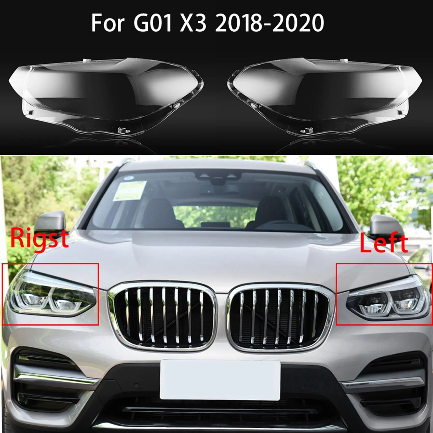 для - X3 G01 2018 2019 2020 Крышка фары автомобиля с прозрачными линзами, абажур фары (левая сторона) 1