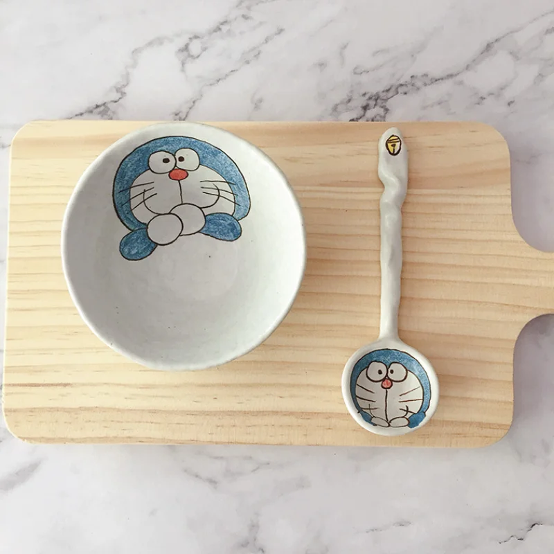 Японская креативная керамическая ложка с мультяшным котом ручной работы, маленькая суповая ложка для десерта, ложка для мороженого, посуда 5