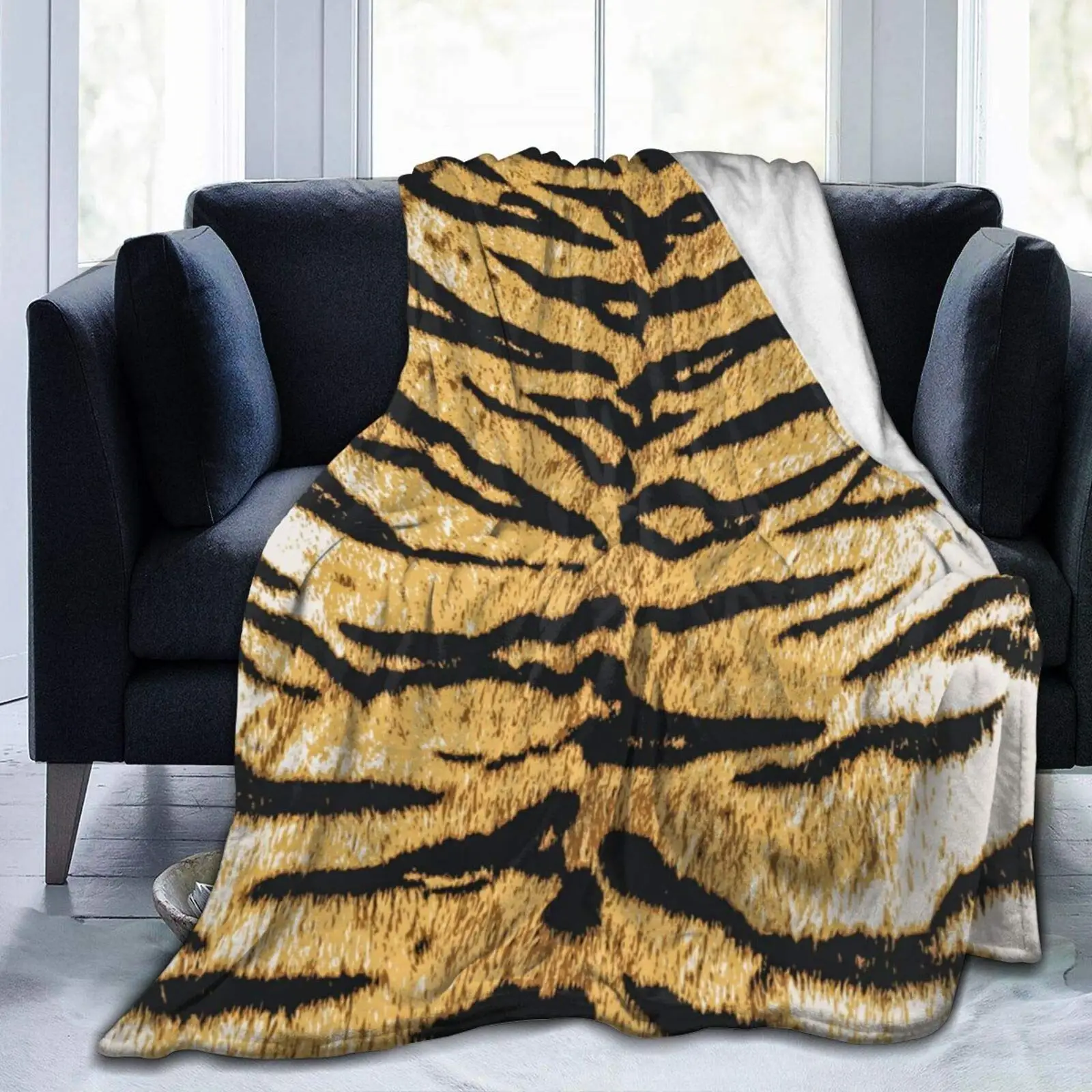 Реалистичные одеяла из тигровой шкуры, Фланелевый текстильный декор, шкура животного, Портативные теплые одеяла для кровати, коврик с принтом королевских животных. 2