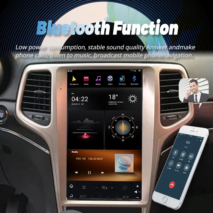 Для Jeep Grand Cherokee 2011 - 2013 Tesla Вертикальный экран 13,6 дюймов Автомобильный радиоприемник GPS Carplay Android 11 Автомобильный мультимедийный видеоплеер 2