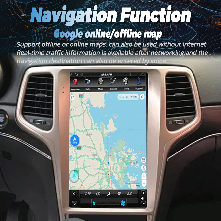 Для Jeep Grand Cherokee 2011 - 2013 Tesla Вертикальный экран 13,6 дюймов Автомобильный радиоприемник GPS Carplay Android 11 Автомобильный мультимедийный видеоплеер 3