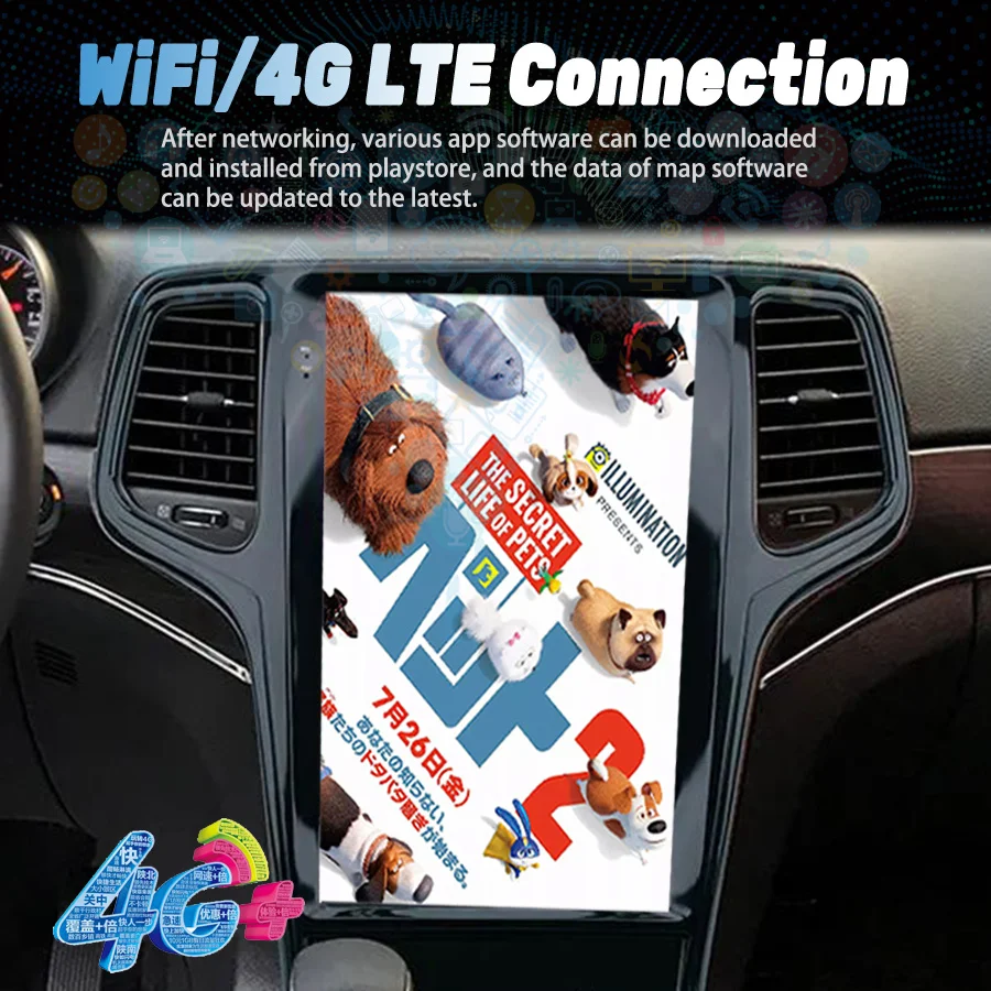 Для Jeep Grand Cherokee 2011 - 2013 Tesla Вертикальный экран 13,6 дюймов Автомобильный радиоприемник GPS Carplay Android 11 Автомобильный мультимедийный видеоплеер 4