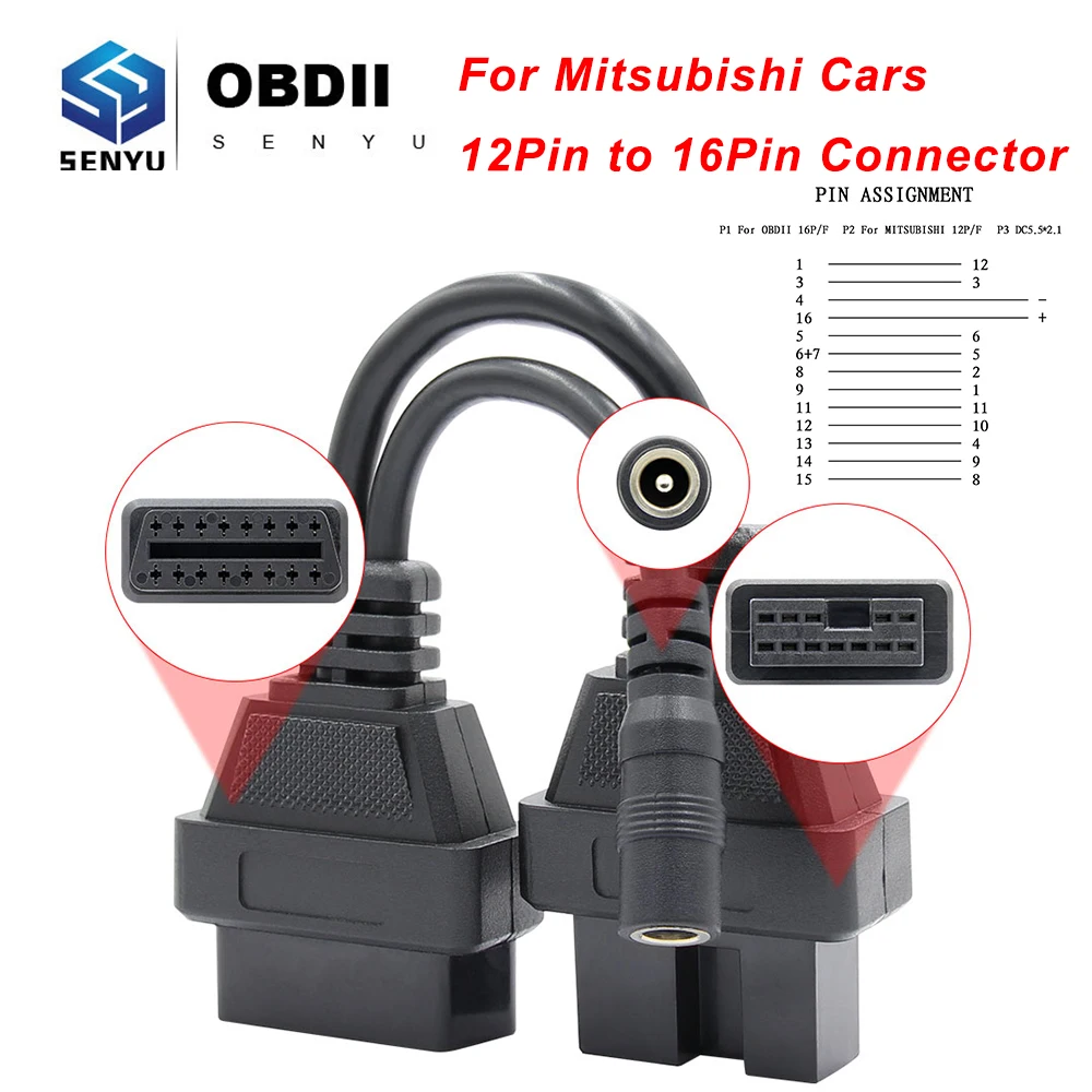 Для Mitsubishi 12-контактный Разъем OBD к OBD2 Адаптер 16Pin Для Mitsubishi OBD OBD2 Автомобильный Диагностический Автоматический Инструмент Удлинитель OBD2 0