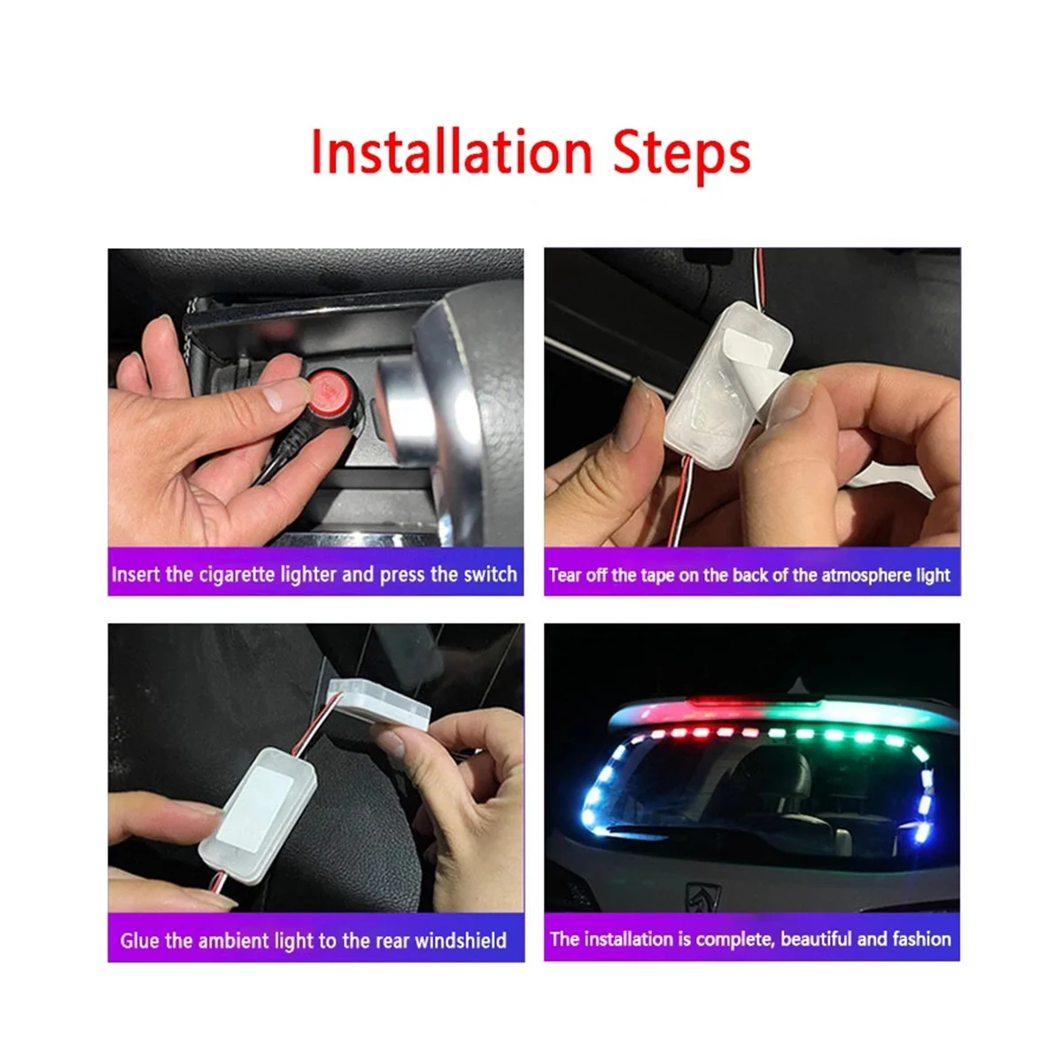 RGB Стример Лобовое Стекло Автомобиля LED Подсветка Салона с Музыкальным Ритмом Вспышка Авто Атмосфера Заднего Стекла 2
