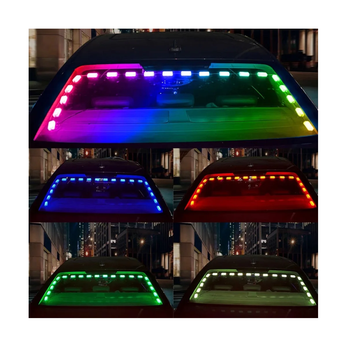 RGB Стример Лобовое Стекло Автомобиля LED Подсветка Салона с Музыкальным Ритмом Вспышка Авто Атмосфера Заднего Стекла 4