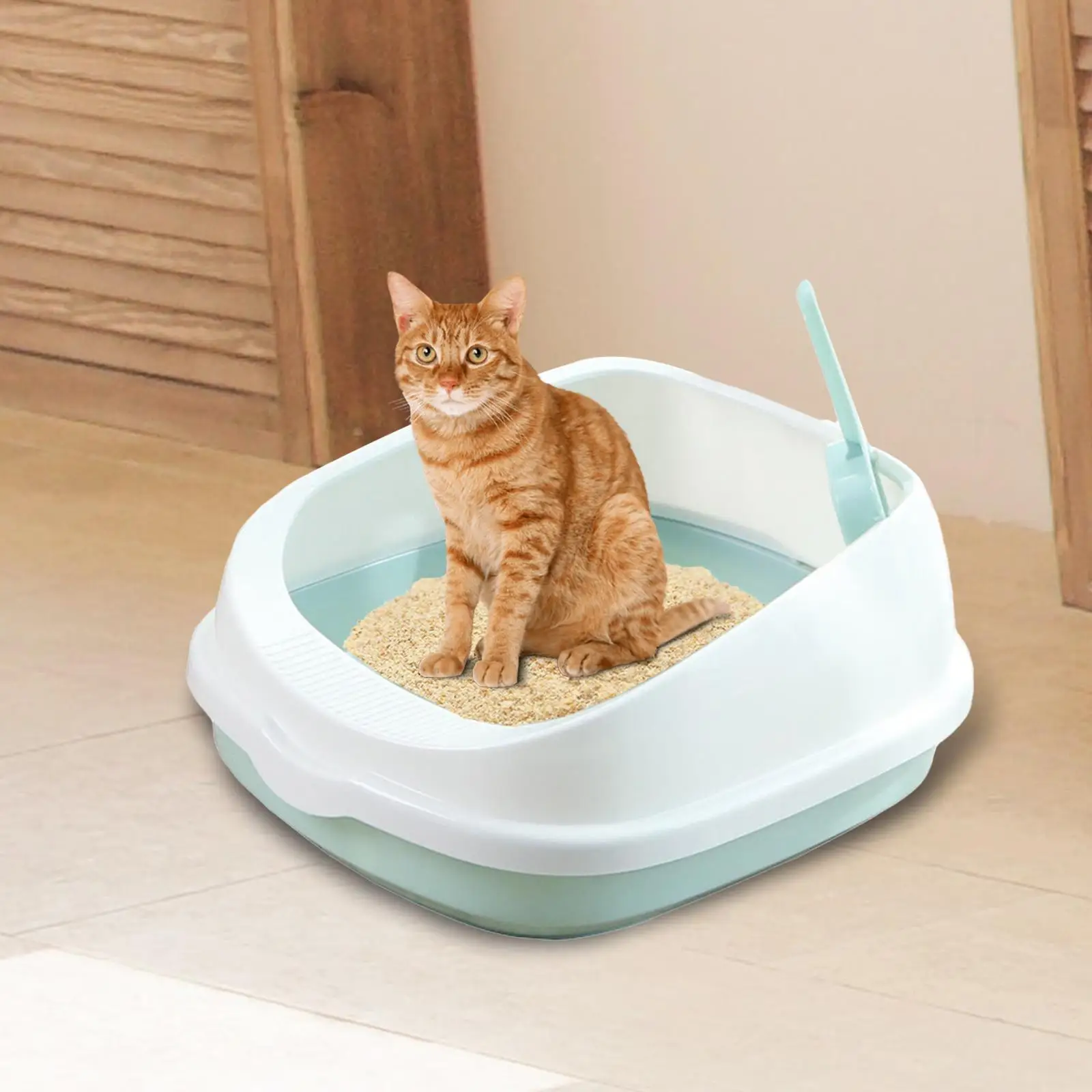Ящик для кошачьего туалета Портативный Легко моющийся Съемный полузакрытый ящик для песка 2