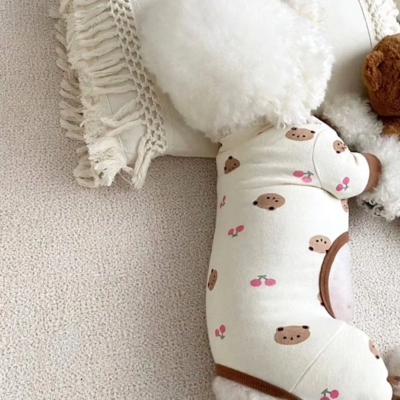 Мультяшный комбинезон, Летняя дышащая одежда для домашних собак, пижамы для маленьких собак, домашняя одежда для щенков йоркширской чихуахуа Ropa Perro 2