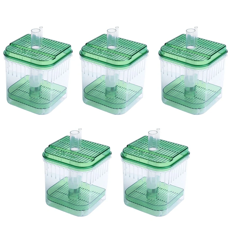 5X Пластиковый квадратный аквариум с рыбками, фильтр для аквариума, нижняя коробка, прозрачный Зеленый 0