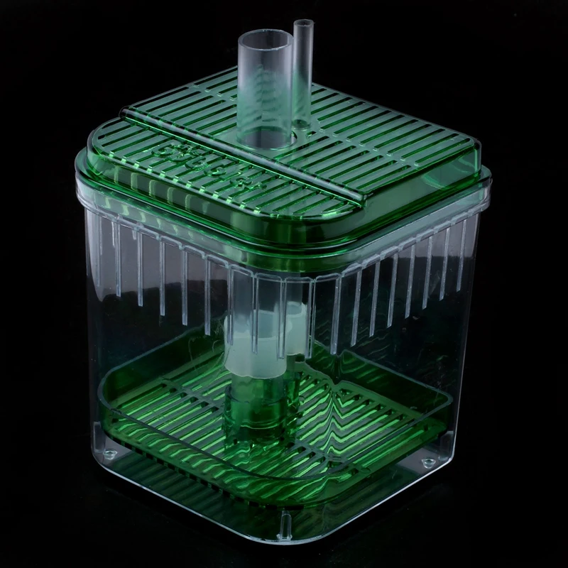 5X Пластиковый квадратный аквариум с рыбками, фильтр для аквариума, нижняя коробка, прозрачный Зеленый 2