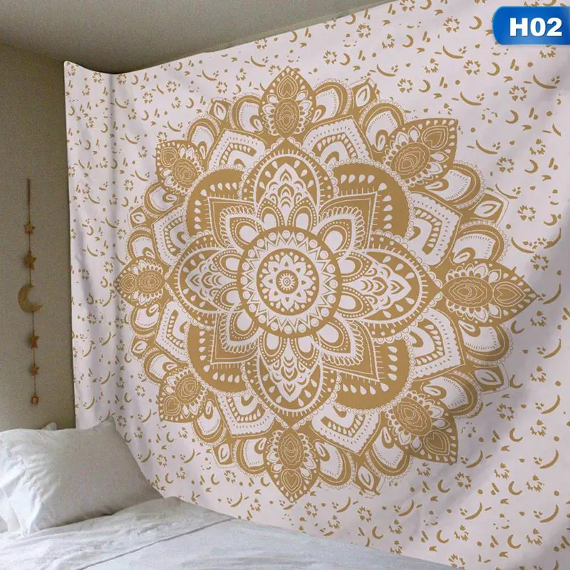 Квадратный гобелен из полиэстера Mandala, настенный ковер, коврик для йоги для украшения дома, спальни 5