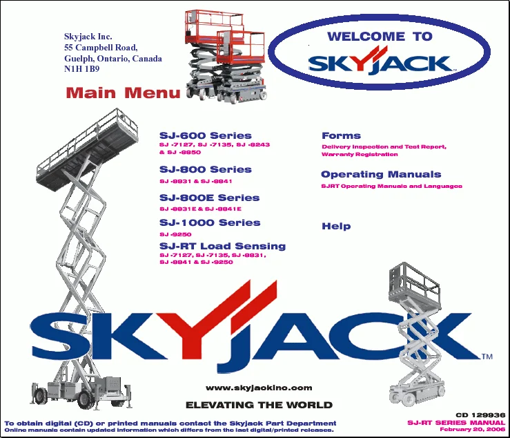 Запчасти Sky Jack, руководства по эксплуатации, сервисная информация, электрические схемы, гидравлические схемы 2