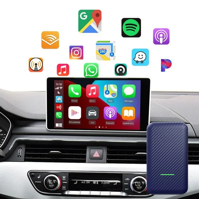 Преобразуйте проводной CarPlay Android Auto в беспроводной Онлайн, автоматически подключайте автомобильный мультимедийный плеер Plug and Play для Peugeot Audi KIA VW 2