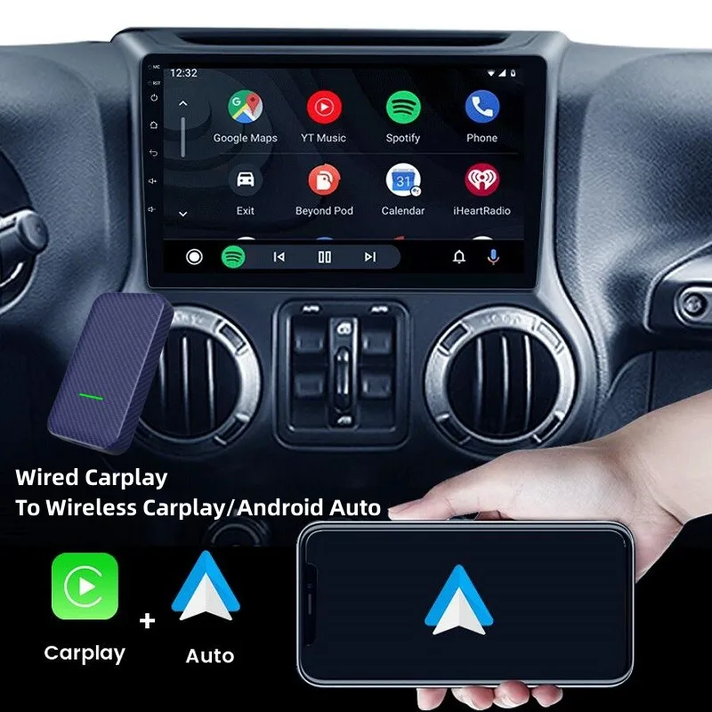 Преобразуйте проводной CarPlay Android Auto в беспроводной Онлайн, автоматически подключайте автомобильный мультимедийный плеер Plug and Play для Peugeot Audi KIA VW 3