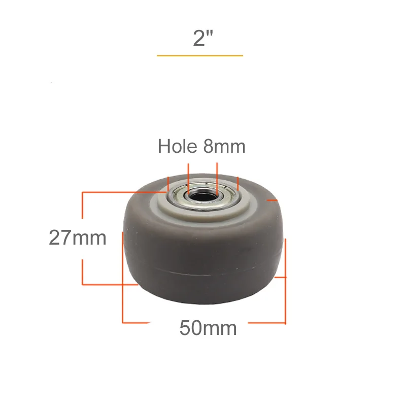 Сменные колесные диски TPR, с двойными подшипниками, Термопластично-резиновый материал, Мягкая поверхность, не соприкасающаяся с землей, 1,5 дюйма 2 дюйма 2