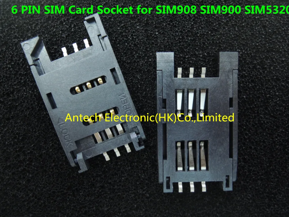 Бесплатная доставка!   50шт 6-контактных разъемов для SIM-карт GSM 3G для SIM908 SIM900 SIM5320 0