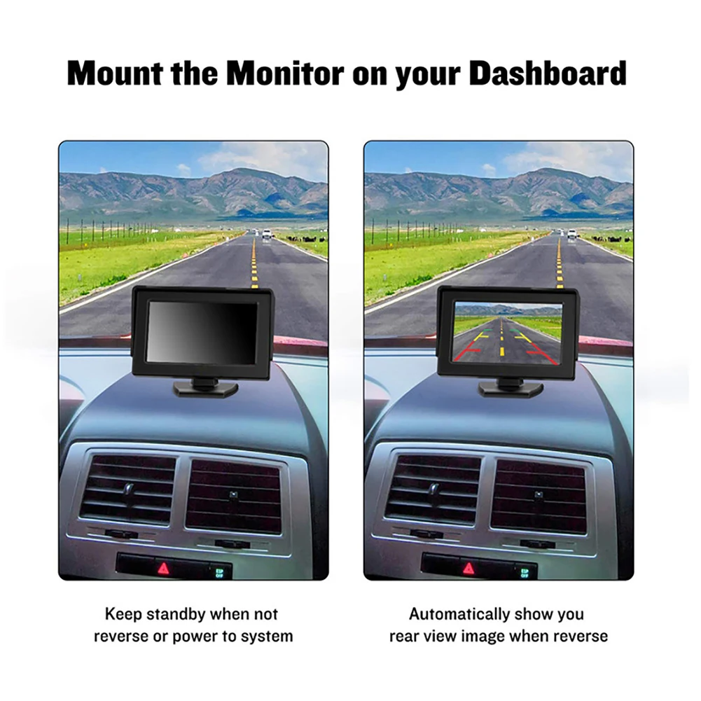 4,3-дюймовый автомобильный монитор TFT LCD с дисплеем 480X365, экран заднего вида, 12 В/24 В Для резервной камеры автомобиля, видеонаблюдения, домашней безопасности. 3
