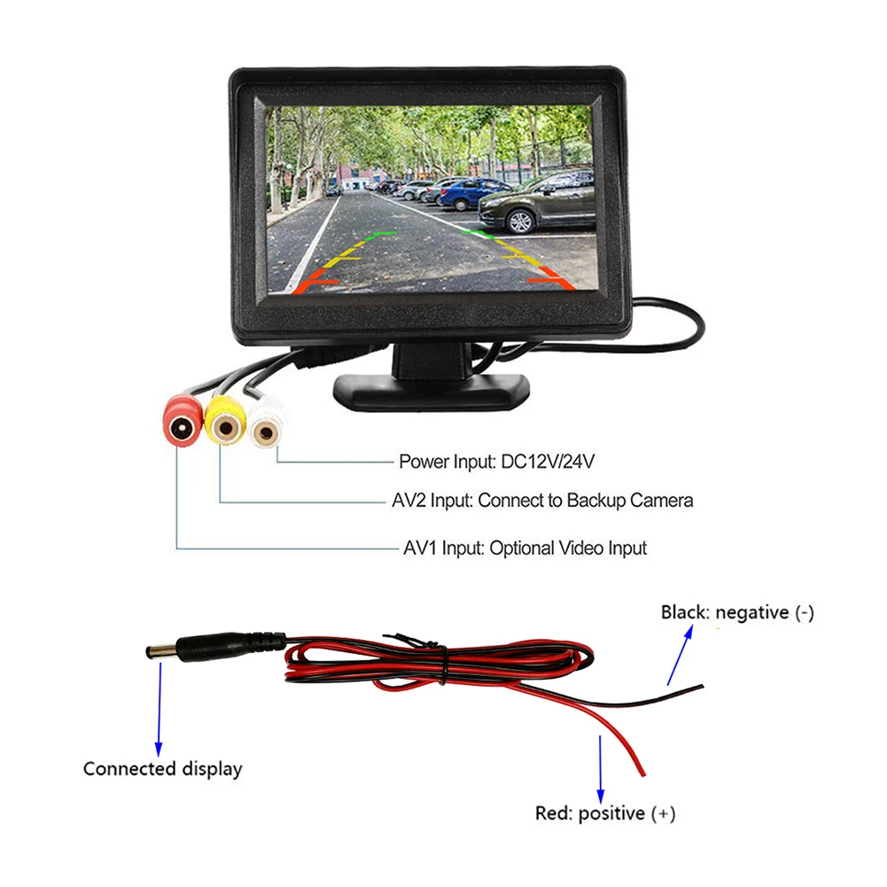 4,3-дюймовый автомобильный монитор TFT LCD с дисплеем 480X365, экран заднего вида, 12 В/24 В Для резервной камеры автомобиля, видеонаблюдения, домашней безопасности. 5