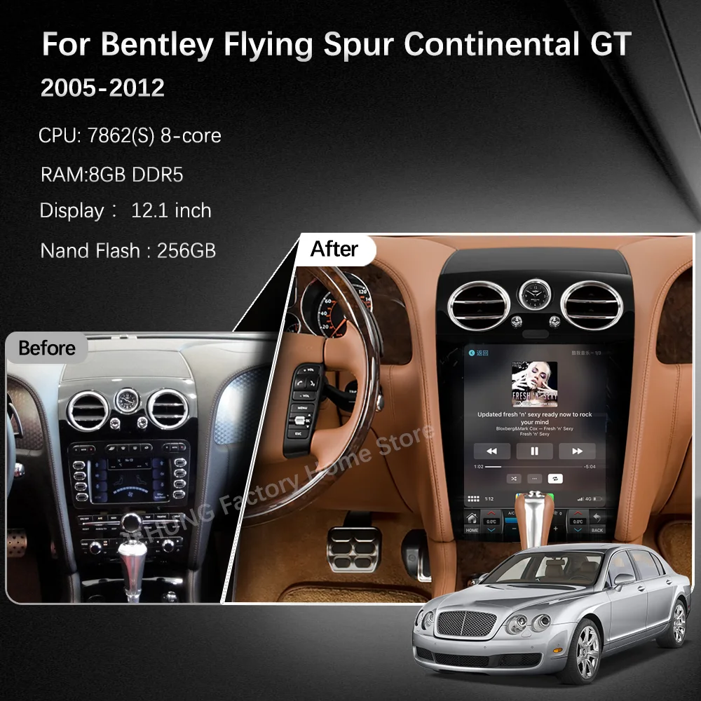 Android 12 Для Bentley Flying Spur Continental 2005-2012 Интеллектуальный Мультимедийный Видеоплеер GPS Радио CarPlay Навигация 256 ГБ 1