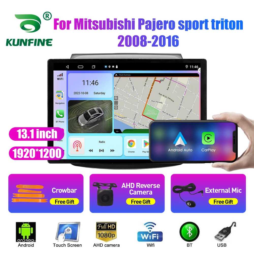 13,1-дюймовое автомобильное радио для спортивного автомобиля Mitsubishi Pajero DVD GPS Навигация Стерео Carplay 2 Din Центральная мультимедиа Android Auto 0