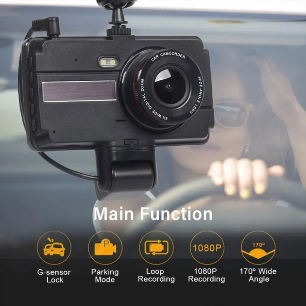 Большой Экран 4-Дюймовый 4K Dash Cam WiFi Автомобильный Видеорегистратор 170 ° FOV Широкоугольная Петлевая Запись Ночного Видения Автоматическая Автомобильная Камера Видеомагнитофон 0