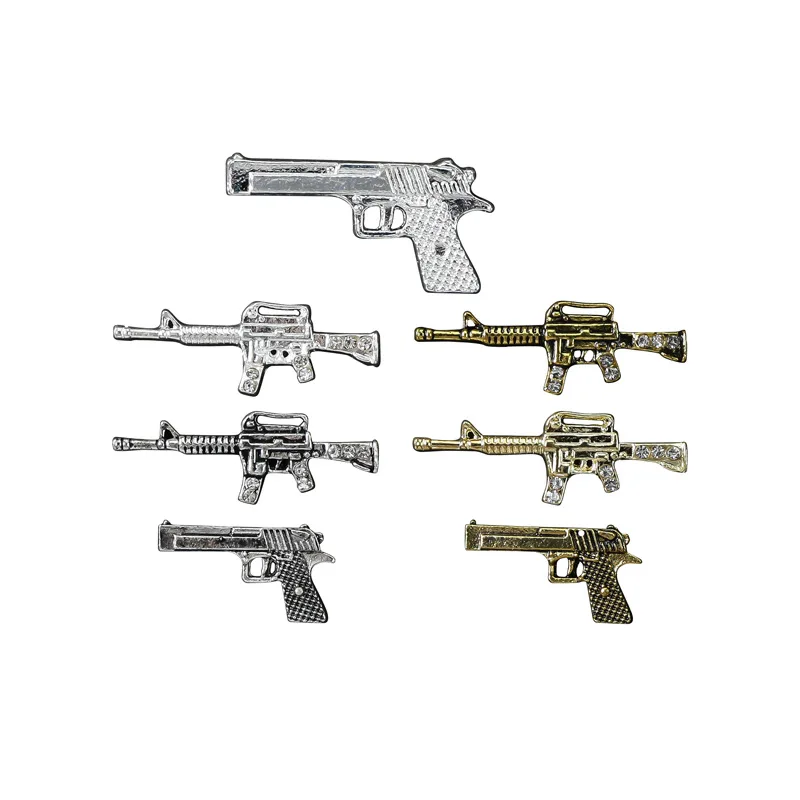 10ШТ Панк Ретро Пистолет Jewel NAIL Charm Винтажный Стреляющий Пистолет Декор для ногтей Алмазные Пистолеты Машинка для Маникюра Оптовые Аксессуары 0