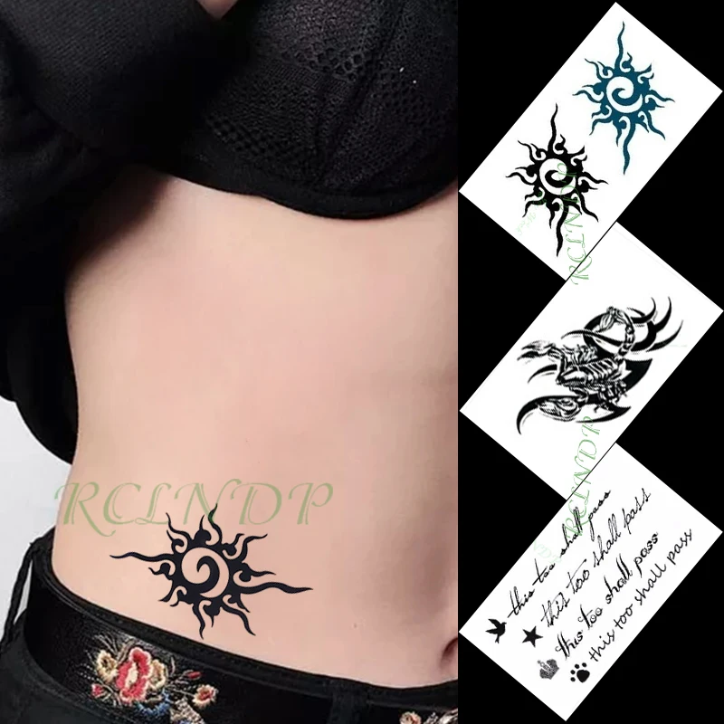 Водонепроницаемая временная татуировка Наклейка цветок пистолет якорь пиратское солнце маленькое художественное тату флэш тату поддельные татуировки для женщин мужчин детей 4
