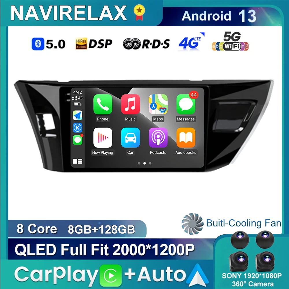 Android 13 для Toyota Corolla Ralink 2013 2014 2015 2016 4G Автомобильный стерео радио Мультимедийный видеоплеер GPS WIFI RDS DSP NO 2 Din 0