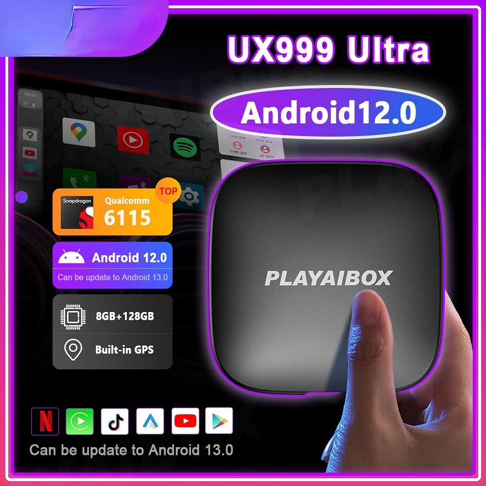 Android 12 Системный Телевизор AI Box Netflix Iptv Android Auto Wireless Spotify Carplay UX999 Ultra Snapdragon662 Для Автомобиля С Car Play 0