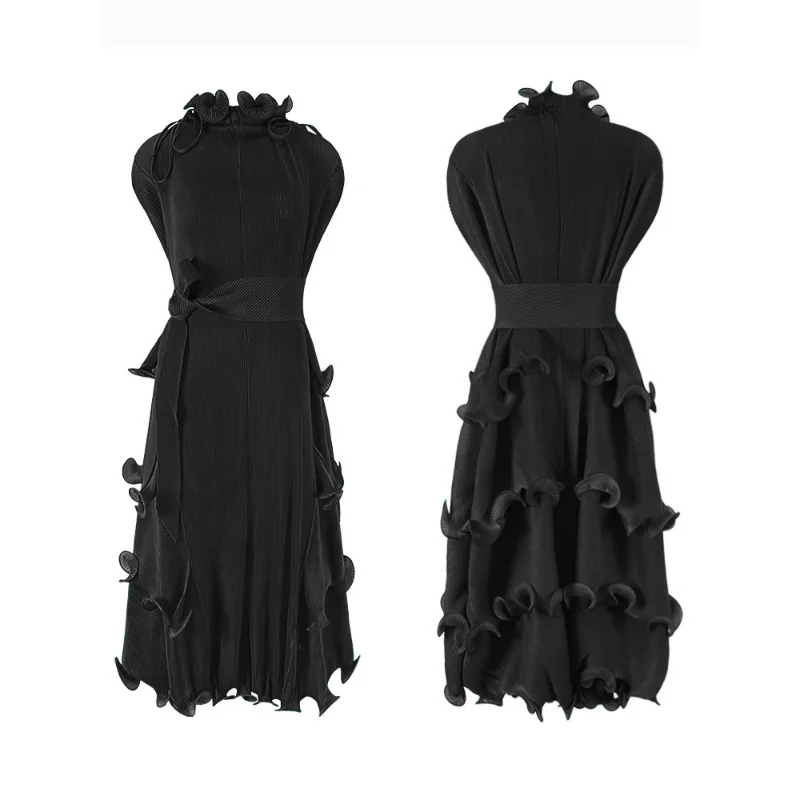 EOS 2023 Pleats Весеннее Женское Инди-эстетическое платье Свободного кроя с поясами без рукавов, плиссированная Дизайнерская одежда высокого качества 5